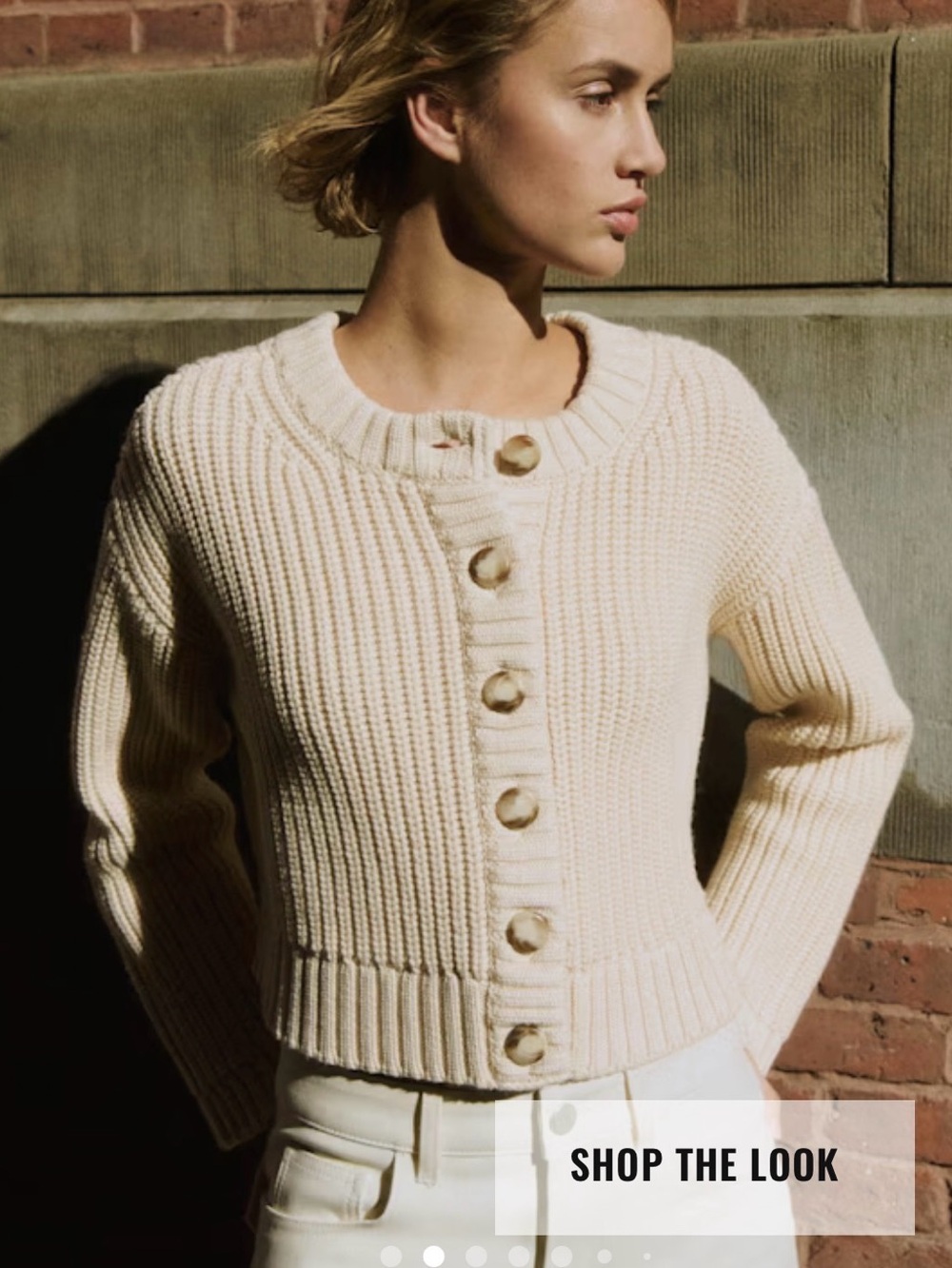 NEW Cream Button-Front Cardigan wool blend